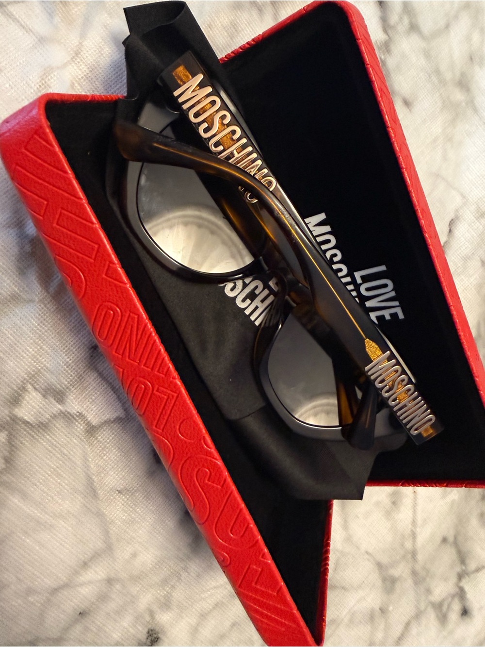 Moschino Tortoiseshell Sunglasses with Gold Logo - Picture 6 of 12